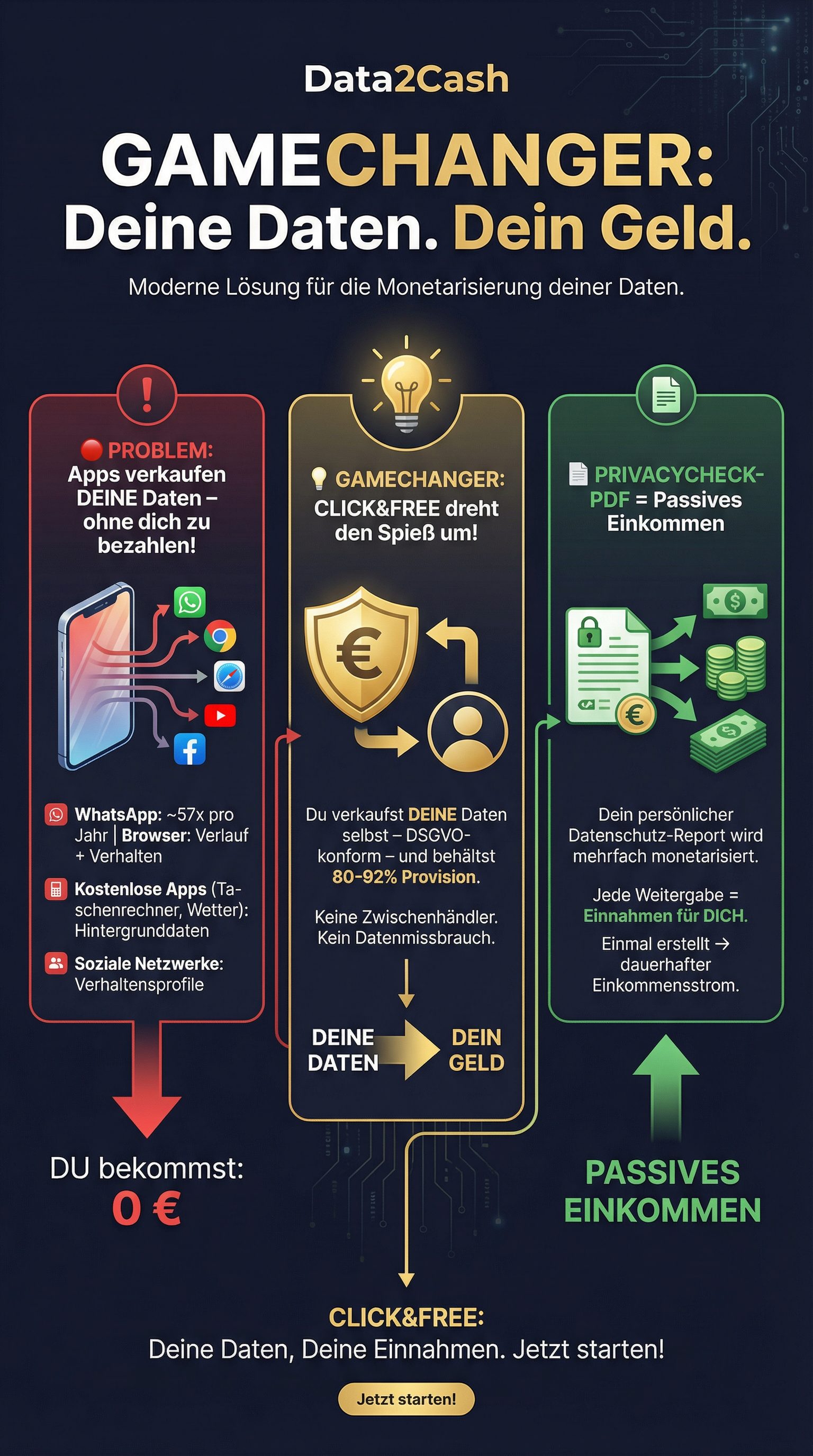 Data2Cash GAMECHANGER Infografik – CLICK&FREE