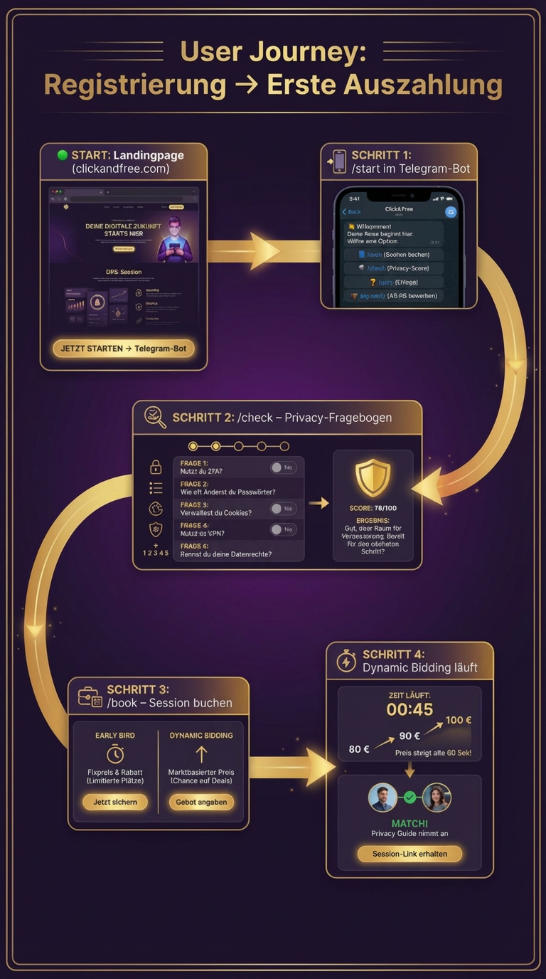User Journey: Von der Registrierung zur ersten Auszahlung – CLICK&FREE
